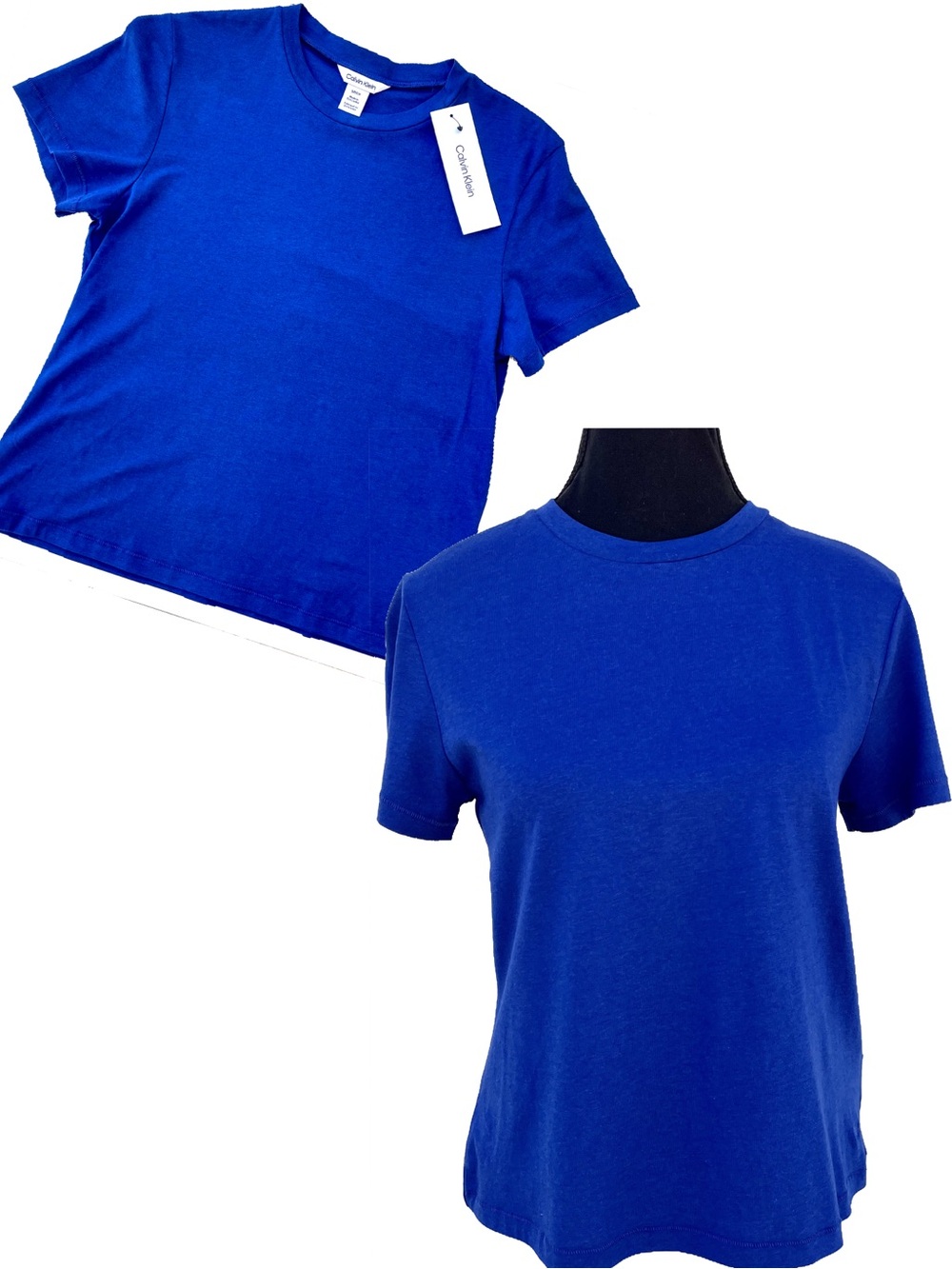 NEW Calvin Klein Women's Small Short-Sleeve Cobalt Blue Classic Crew Neck Tee